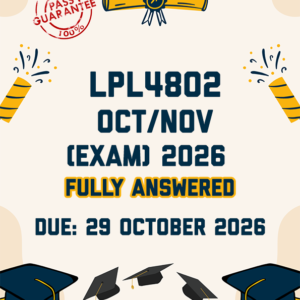 LPL4802 OCTOBER/NOVEMBER (EXAM) 2026 - FULLY ANSWERED (DUE 29 OCTOBER 2026)
