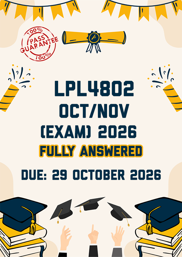LPL4802 OCTOBER/NOVEMBER (EXAM) 2026 - FULLY ANSWERED (DUE 29 OCTOBER 2026)