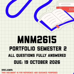 MNM2615 Portfolio Semester 2 MEMO | Due 19 October 2026
