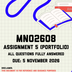 MNO2608 Assignment 5 (Portfolio) MEMO | Due 5 November 2026