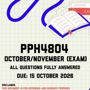 PPH4804 October/November (Exam) MEMO | Due 15 October 2026