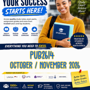 PUB2614 October / November [EXAM] 2026 (ANSWERS) – Due 20 OCTOBER 2026 (100% TRUSTED & BEST ANSWERS)