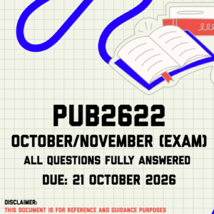 PUB2622 October/November (Exam) MEMO | Due 21 October 2026