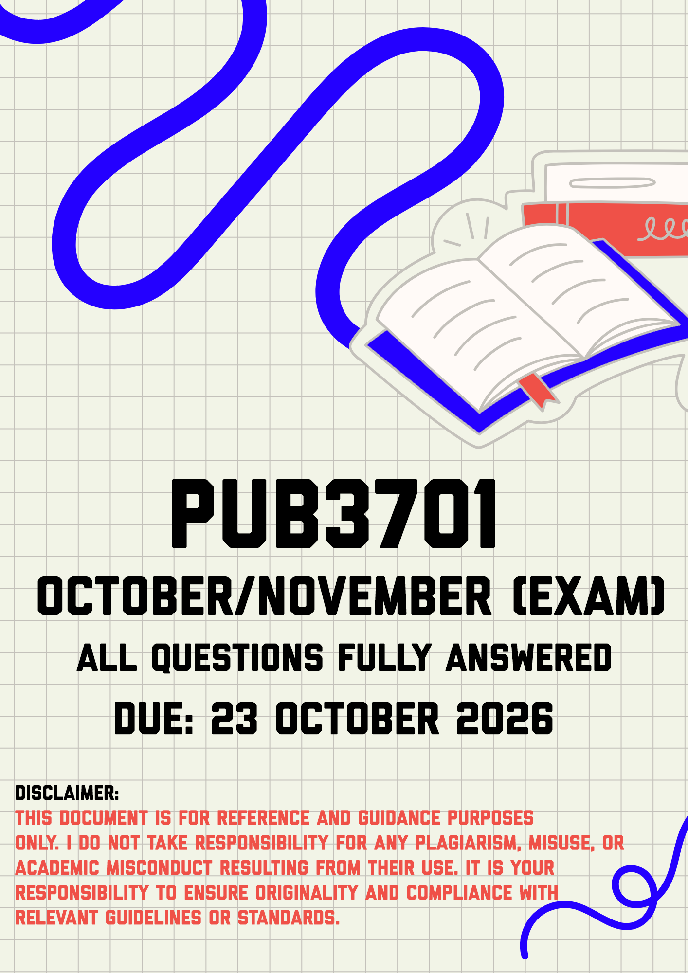 PUB3701 October/November (Exam) MEMO | Due 23 October 2026