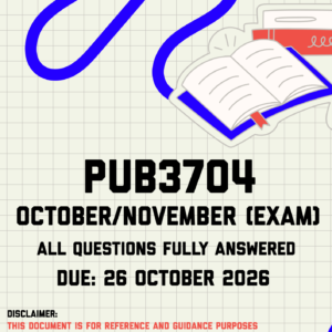 PUB3704 October/November (Exam) MEMO | Due 26 October 2026