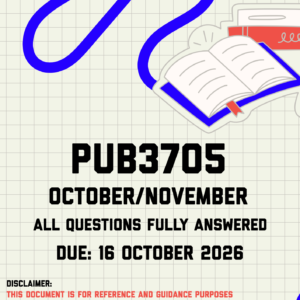 PUB3705 October/November (Portfolio) MEMO | Due 16 October 2026