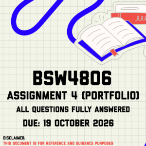 BSW4806 Assignment 4 (Portfolio) MEMO | Due 19 October 2026