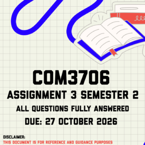 COM3706 Assignment 3 (Portfolio) Semester 2 MEMO | Due 27 October 2026