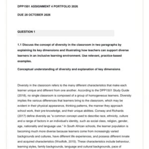 DPP1501 Assignment 4 2026 Portfolio | Due 28 October 2026 - Distinction Guaranteed