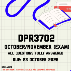 DPR3702 October/November (Exam) MEMO | Due 23 October 2026