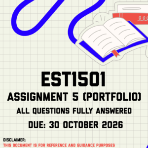 EST1501 Assignment 5 (Portfolio) MEMO | Due 30 October 2026