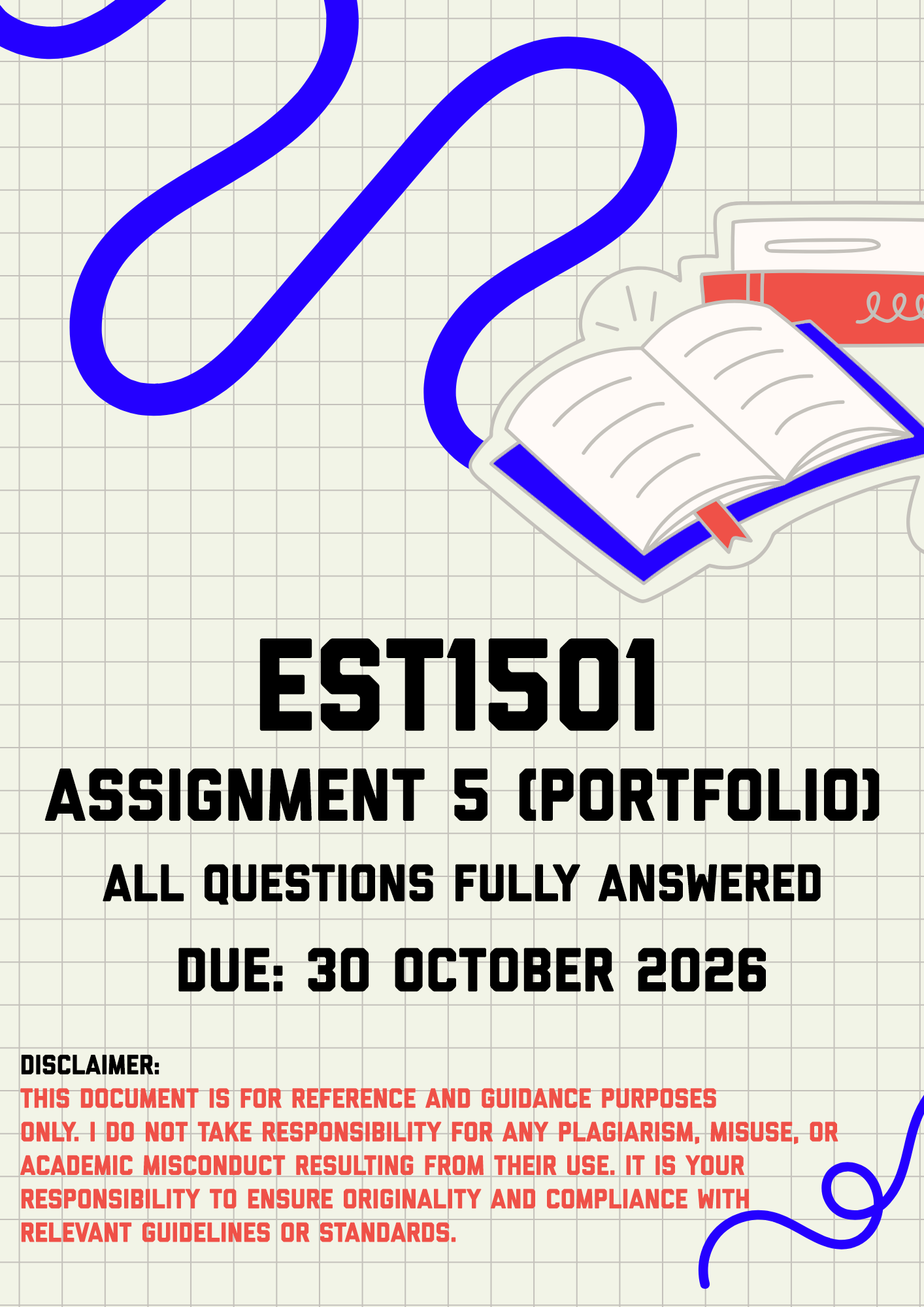 EST1501 Assignment 5 (Portfolio) MEMO | Due 30 October 2026