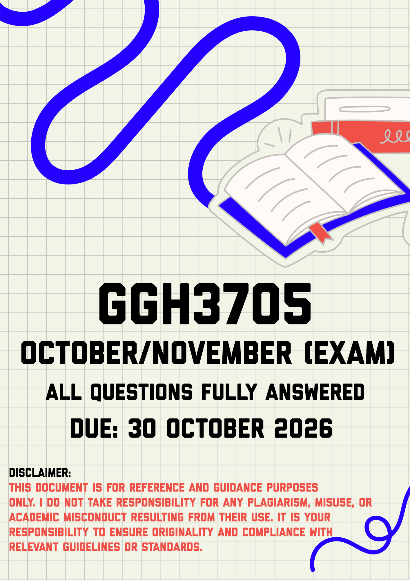 GGH3705 October/November (Exam) MEMO | Due 30 October 2026