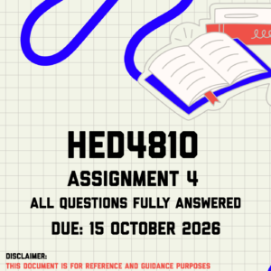 HED4810 Assignment 4 MEMO | Due 15 October 2026