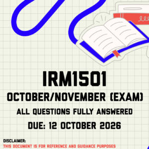 IRM1501 October/November (Exam) MEMO | Due 12 October 2026