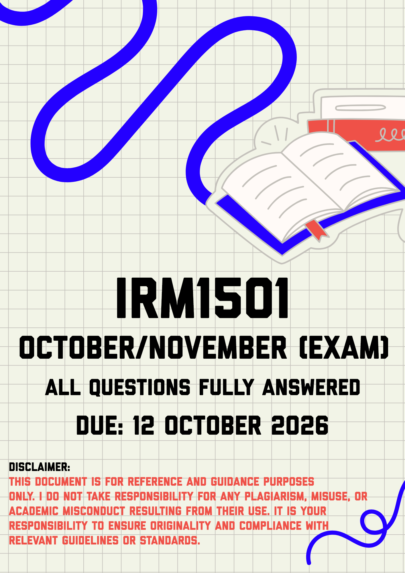IRM1501 October/November (Exam) MEMO | Due 12 October 2026