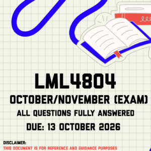 LML4804 October November (Exam) MEMO | Due 13 October 2026