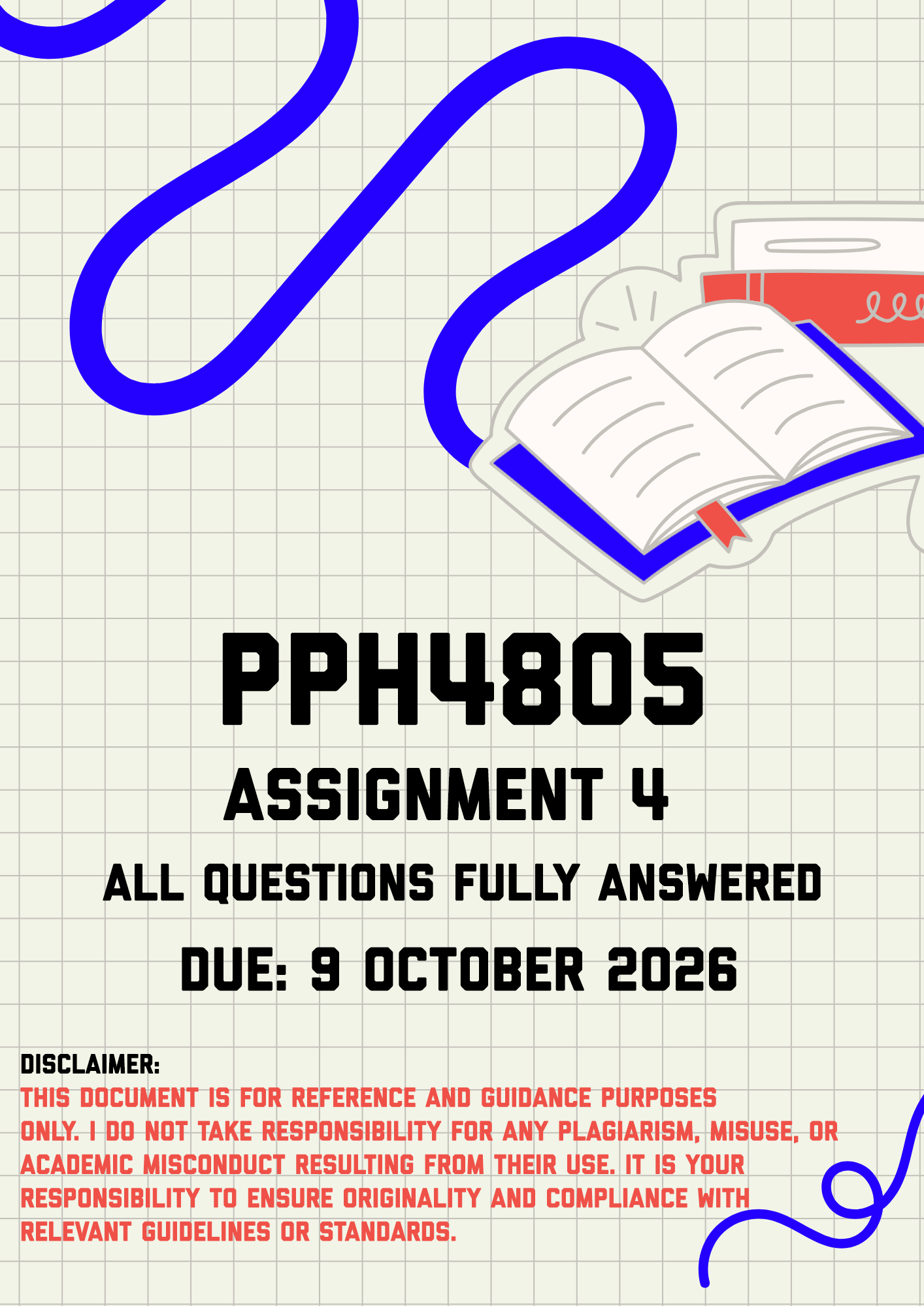 PPH4805 Assignment 4 MEMO | Due 9 October 2026