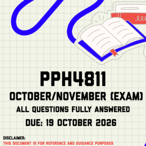 PPH4811 October/November (Exam) MEMO | Due 19 October 2026