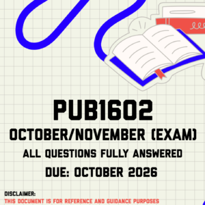 PUB1602 October/November (Exam) MEMO | Due October 2026