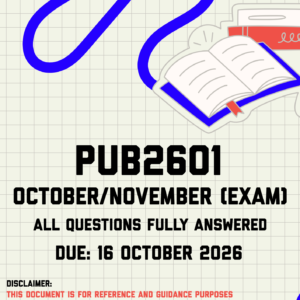 PUB2601 October/November (Exam) MEMO | Due 16 October 2026