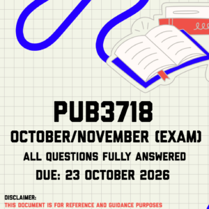 PUB3718 October/November (Exam) MEMO | Due 23 October 2026