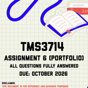 TMS3714 Assignment 6 (Portfolio) MEMO | Due October 2026